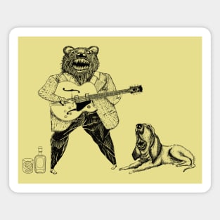 Hound Dog! Rock and Roll Bear Guitar Player Magnet